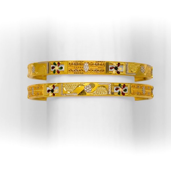 916 FLOWER DESIGNED GOLD  BANGLE